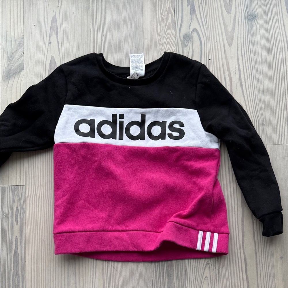 Adidas Kids' Black and Pink Colorblock Sweatshirt